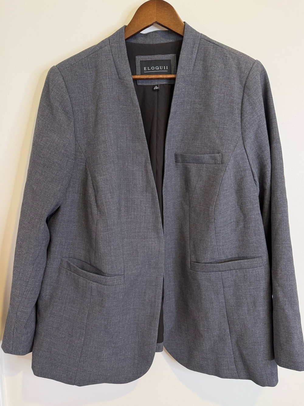 NWT Eloquii Grey Open Blazer Size 16